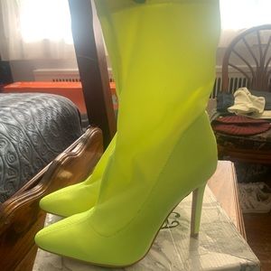 Neon green sock booties